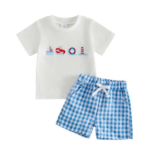Karoyedx Boys Outfit Shorts Newborn Baby Boy Summer Outfit Short Sleeve Print T-Shirt + Shorts Set 2Pcs Infant boys Clothing Set White Size,0-6 Months
