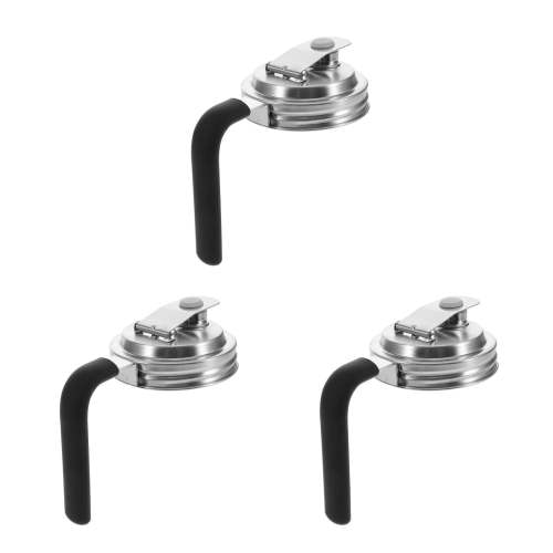FRCOLOR 3pcs Mason Jar Lid With Spout And Handle Stainless Steel Drink Pitcher Lid Replacement Lid Mason Jar Spout Pourer Convenient Mason Jar Lid Mason Jar Seal Cover