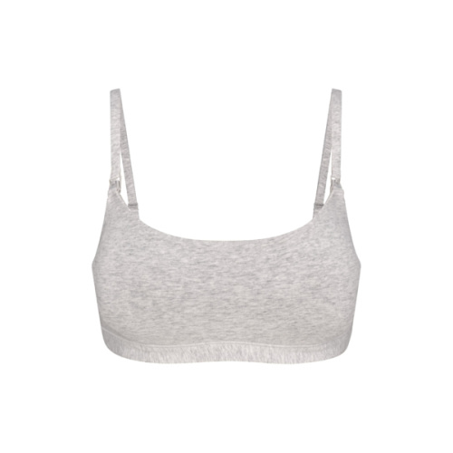 COTTON JERSEY MATERNITY NURSING SCOOP BRALETTE | LIGHT HEATHER GREY