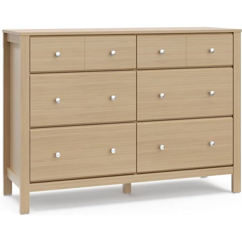 Storkcraft Horizon 6 Drawer Dresser (Driftwood) – GREENGUARD Gold Certified Dresser for Nursery & Kids’ Room, Modern Storage with Interlocking Drawer System