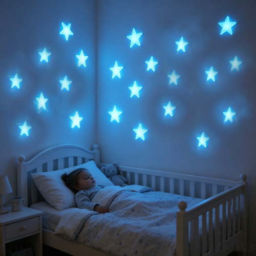 Yardvibe 100PC Glow in The Dark Stars for Ceiling, 1.21"X1.21" Glitter Star Wall Stickers, Glow-in-The-Dark Stickers for Room Bedroom Living Room Decor (Blue)