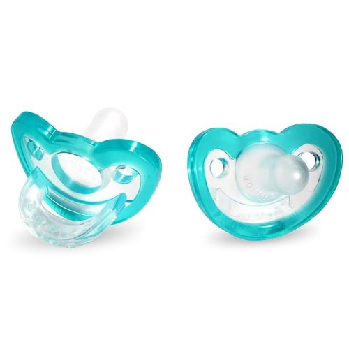RaZbaby Jollypop Pacifier for Newborns & Up, USA Made, Natural Shaped Orthodontic Binky, Lovingly Shared in NICUs & Hospitals Worldwide, Medical-Grade 100% BPA-Free - 0-3 Months, 2 Pack - Teal
