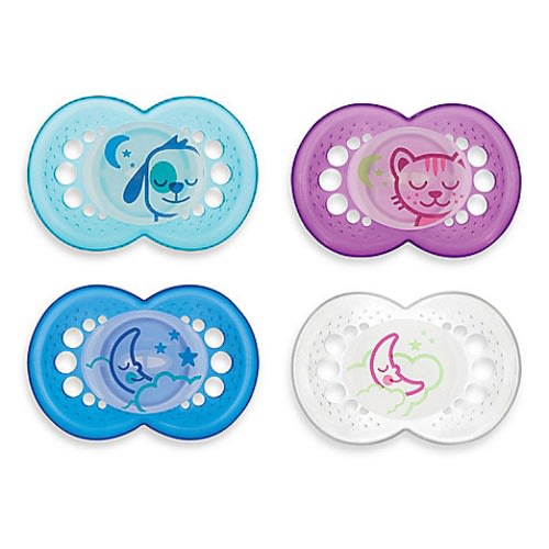 MAM 2 Count Night Glow in the Dark Silicone Pacifier