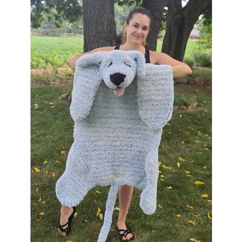 Nursery Dog Rug, Plush Doggie Baby Blanket, Crochet Faux Fur, Dog Nursery Decor Lovey