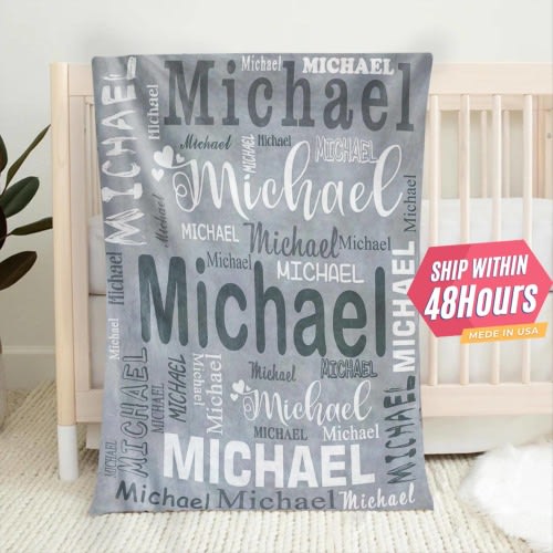 Custom Blanket for Baby/Kids/Adults, Personalized Baby Name Blanket, Blanket Gift for Boy/Girl, Nursery Blanket with Name, 1st Birthday Gift