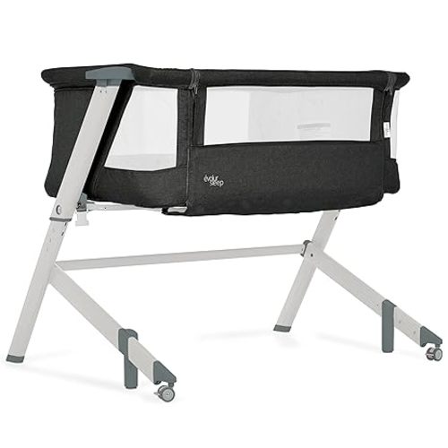 évolur Stellar Bassinet and Bedside Sleeper, Adjustable Heights, Breathable Mesh Sides, Plush Mattress Pad, Wheels with Safety Locks & Tool-Free Assembly, Compact Fold & Travel Bag - Beige