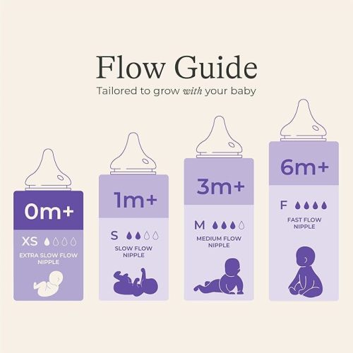 Lansinoh Anti-Colic Baby Bottles for Breastfeeding Babies, 5 Ounces, 4 Count, Includes 4 Extra Slow Flow Nipples, Size XS