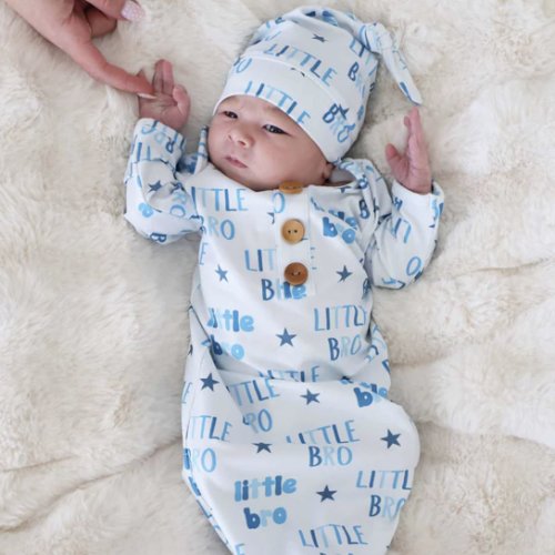 Newborn Baby Knot Gown & Hat Set | Little Bro