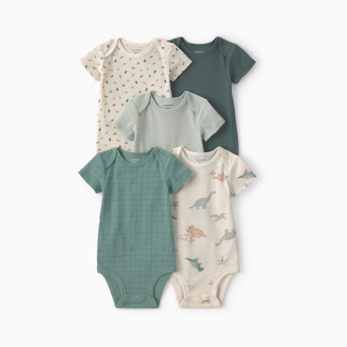 Carter's Short-Sleeve Bodysuits (5 Pack) - Dinosaur Multi, 3M