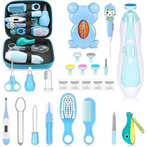 Baby Healthcare and Grooming Kit, Portable Baby Safety Care Set, Baby Essentials kit for Newborn (Blue 26 in 1)