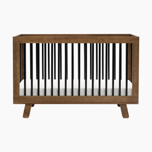 babyletto Hudson 3-in-1 Convertible Crib with Toddler Bed Conversion Kit - Natural Walnut/Black