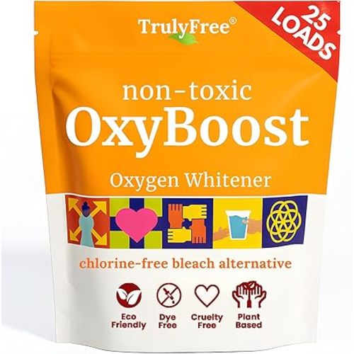 Truly Free OxyBoost - Oxygen Whitener & Clothes Stain Remover Laundry Detergent Powder with Sodium Percarbonate - Brightens Whites & Safe for Colors - Non-Chlorine, Gentle Yet Powerful - Pack of 1