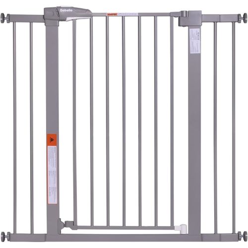 BABELIO 36" Tall Dog Gate PressGuard C5, 26-40" Wide Auto Close Baby Gate, Pressure Mounted Metal Pet Gate, Easy Install No Drilling, No Tools Needed, with Wall Protectors and Extension Kits, White