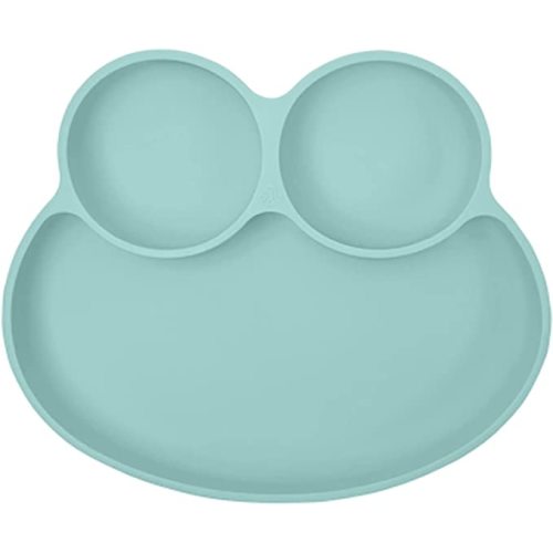 Abiie Octopod Frog Silicone Plates with Suction - Spill Proof, Easy to Clean - BPA-Free Bowl - Suction Plates for Baby and Toddler - Training & Feeding Divided Grip Dish (Baby Blue)