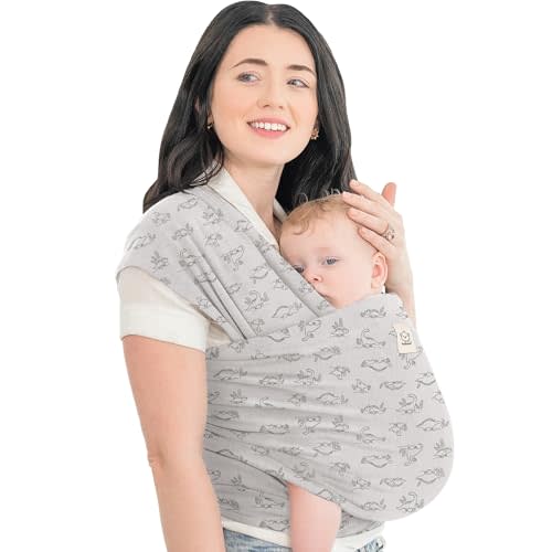 KeaBabies Baby Wrap Carrier, All in 1 Original Baby Carrier (Dino Trail) | Newborn to Toddler Sling, Easy to Wear, Hands Free Bonding, Lightweight, Breathable Infant Wraps