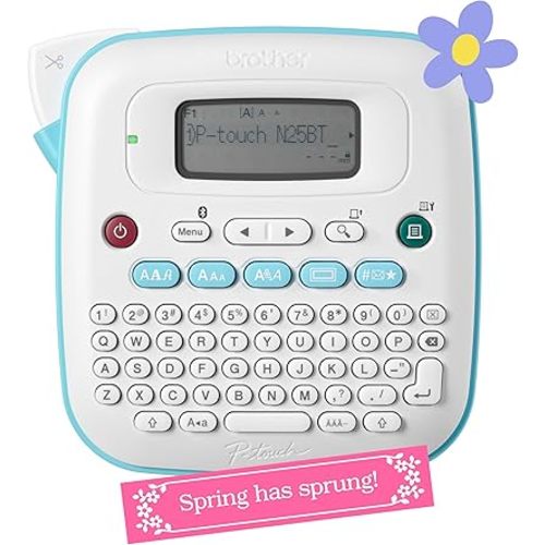 Brother P-Touch PT-N25BT Personal Connected Label Maker, Bluetooth, Design&Print2 app, Portable, Handheld and Prints with P-Touch Btag½â€ (12mm) Wide Color Label Tapes