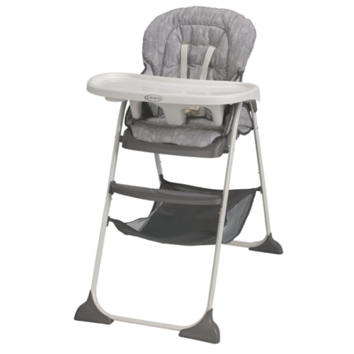 Graco Slim Snacker High Chair, Ultra Slim, Fast-Folding, Multiple Recline Positions, Comfortable Feeding, Whisk