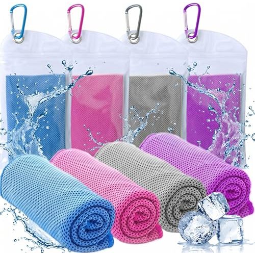 4 Packs Cooling Towels for Neck and Face(40"x 12"), Cool Sweat Towels for Hot Weather, Cooling Towels for Athletes, Lightweight Soft Breathable Towels for Yoga, Sport, Workout, Running, Gym, Camping