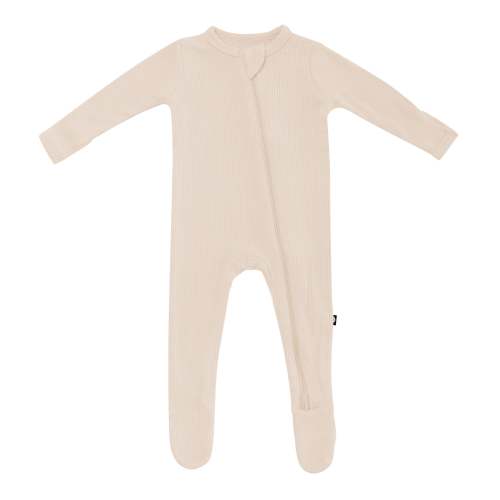 Kyte Baby - Ribbed Zipper Footie in Bisque - 3-6 months