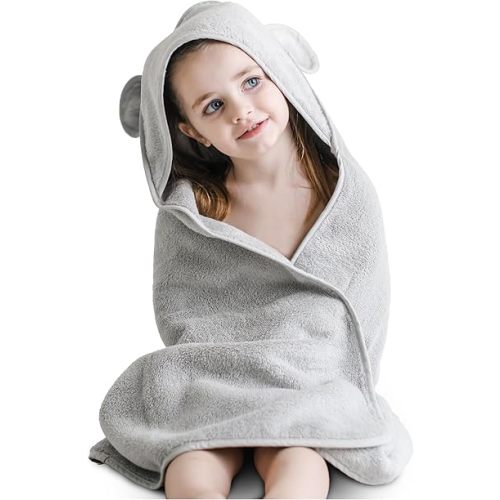 Natemia Toalla de baño con capucha para bebé, toallas de bebé 100% algodón orgánico para recién nacidos, niños y niñas, suave y absorbente, 450 GSM, suave para la piel sensible, regalo de registro de