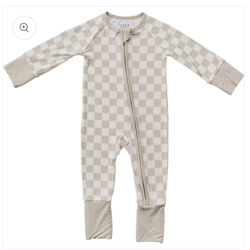 Mebie Baby Taupe Checkered Bamboo Zipper