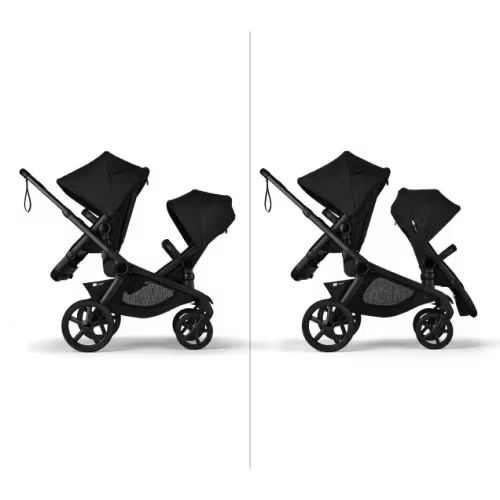 Bugaboo Kangaroo 2-in-1 tandem stroller midnight black sun canopy, midnight black fabrics, black base | Bugaboo