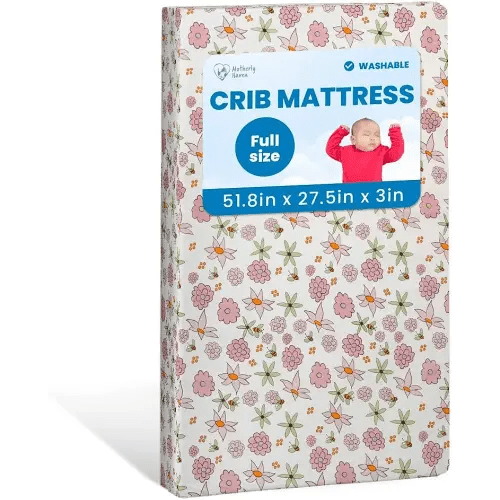 Breathable Crib Mattress, Washable High Rebound Foam for Baby Cribs, Fits Standard Toddler Beds, Full Size (51.8" L x 27.5" W x 3" H), Flower Design