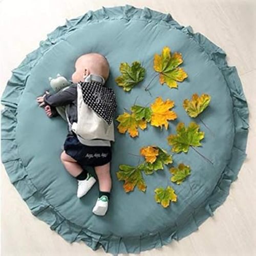 Nursery Rug Green Rug Baby Round Play Pad Crawling Mat Crawl Cushion Cotton Round Mat for Kids Children Toddlers Bedroom Tent