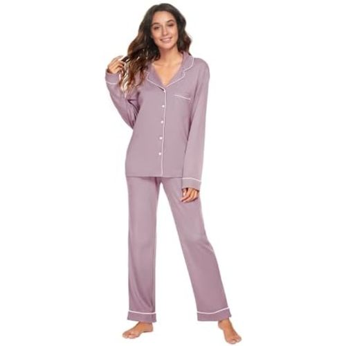 HEARTNICE Womens Pajama Set, Soft Long Sleeve Pajamas & Long Pants with Pockets, Warm Button-up Sleepwear Lounge Pjs