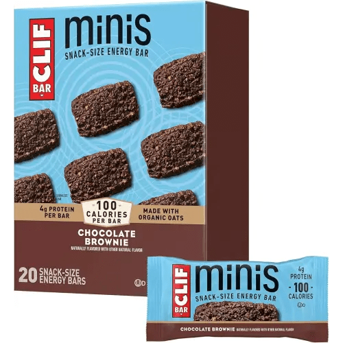 CLIF BAR Minis - Chocolate Brownie Flavor - Made with Organic Oats - 4g Protein - Non-GMO - Plant Based - Snack-Size Energy Bars - 0.99 oz. (20 Pack)