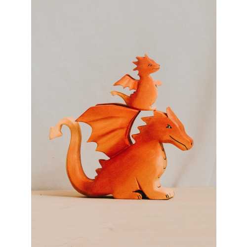 Handmade Wooden Dragon Toy, Hand-Painted Fantasy Creature, Mythical Animal Figurine, Waldorf Pretend Play, Adorable Gift