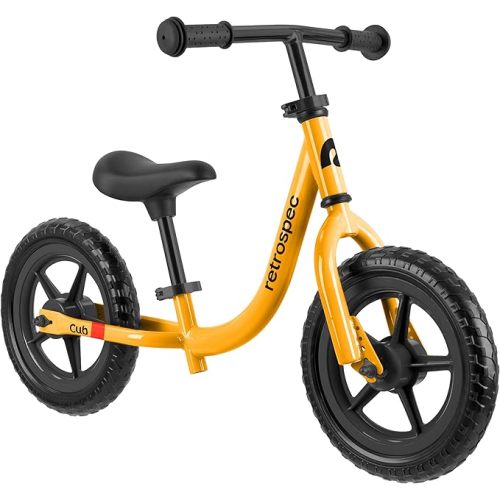 Retrospec Cub Toddler Balance Bike for Ages 18 Months - 3 Years - 12in No-Pedal Beginner Bicycle with Adjustable Seat, Puncture-Proof Tires & Safe Low Frame Design
