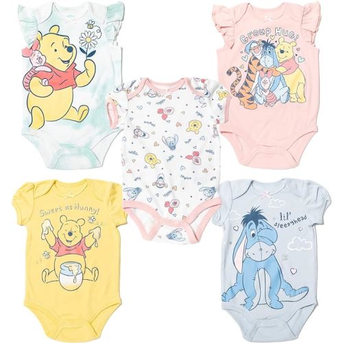 Disney Classics The Aristocats Lion King Winnie the Pooh Pixar Toy Story Baby Girls 5 Pack Bodysuits Newborn to Infant