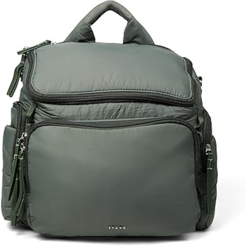 Staya Cloud Diaper Bag Backpack — Spacious Baby Bag with Removable Diaper Caddy, Insulated Bottle Pockets, Stroller Strap & Crossbody Convertible, Aesthetic Minimalist Mom Backpack (Sage)