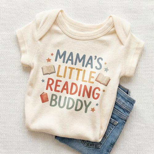 Mama's Little Reading Buddy Baby Onesie - Cute Book Lover Bodysuit