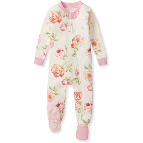 Burt's Bees Baby Girls Organic Cotton, Snug Fit Footed Sleeper Pajamas