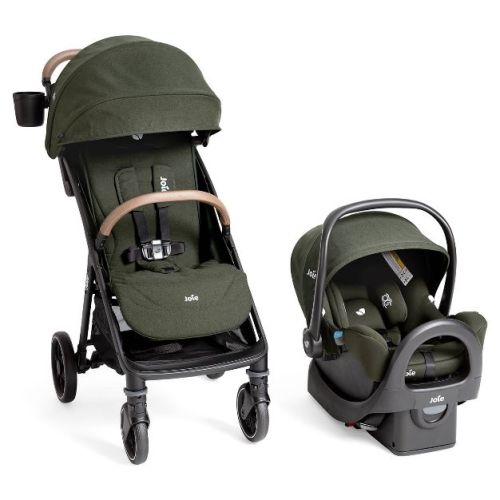 Joie Nutmeg and Rue Travel System - Forest: Canopy, 5-Point Harness, One-Hand Fold, LATCH Compatible