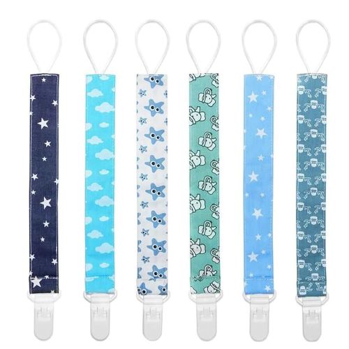Yoofoss Pacifier Clip for Boys and Girls 6 Pack Plastic Teething Clips Modern Designs Universal Holder Leash for Pacifiers Teething Toy and Soothie