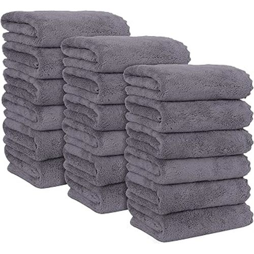 MOONQUEEN 18 Pack Premium Hand Towels - Quick Drying - Microfiber Coral Velvet Highly Absorbent Towels - Multipurpose Use as Hotel, Bathroom, Shower, Spa, Hand Towel 16 x 28 inches (Gray)