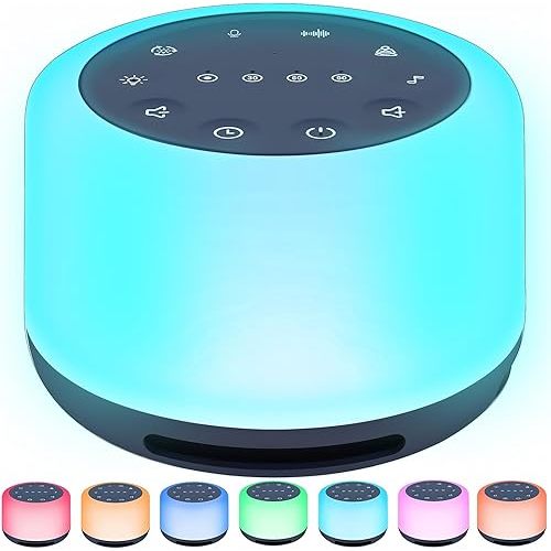 Upgraded White Noise Machine for Baby Adult, 3 in 1 Sleep Sound Machine with 30 Soothing Sounds, 7 Night Light, Wireless Speaker, 3 Timer, Memory Function for Sleeping Relaxing Travel Office