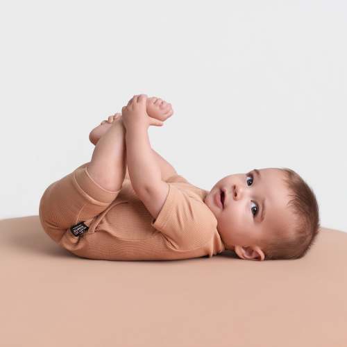 Front Opening Ready Set Romper® Shortie in Ribbed Caramel