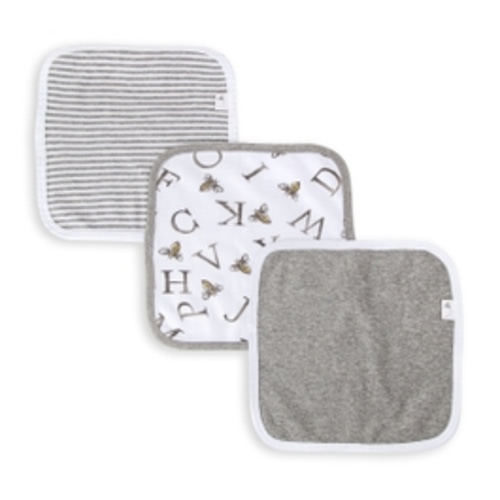 A-Bee-C Organic Cotton Washcloths 3 Pack | Burt's Bees Baby