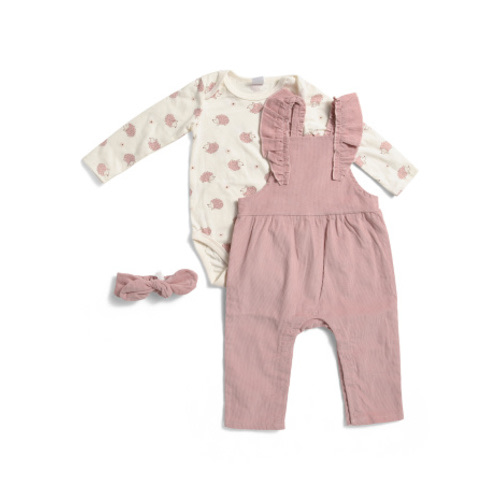 Infant Girls 3pc Hedgehog Print Bodysuit Overalls And Hair Bow Set | Kids & Baby | T.J.Maxx