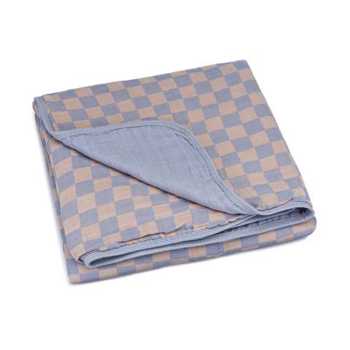Stormy Blue Checker Muslin Baby Quilt | 100% Cotton Baby Blanket – Parker Baby Co.