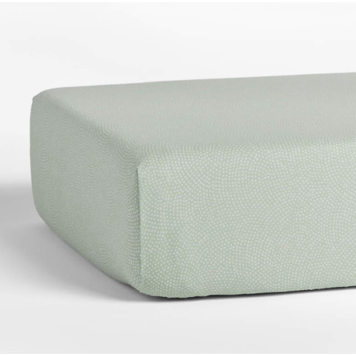 Batik Verte Green Organic Cotton Baby Fitted Crib Sheet by Leanne Ford