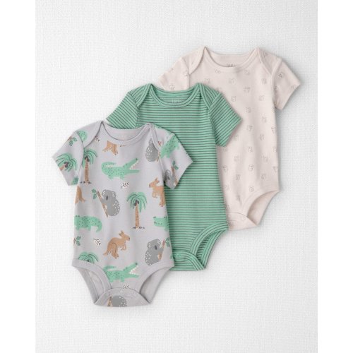 Baby 3-Pack Organic Cotton Bodysuits in Aussie Friends Print - Little Planet | Carter's