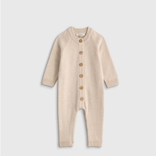 100% Organic Cotton Sweater Romper - Baby in Speckled Beige