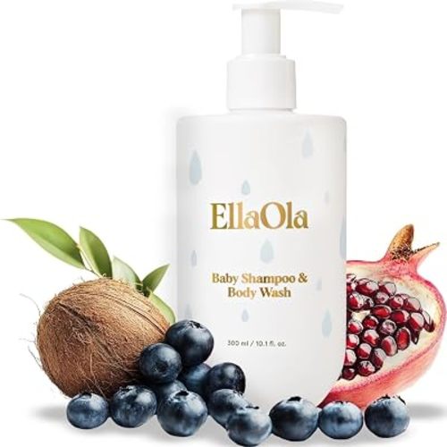 ELLAOLA Tear Free Baby Shampoo & Body Wash - Organic, Hypoallergenic Baby + Kid Soap Hydrates & Nourishes While Gently Cleansing Sensitive Skin, Fragrance Free | 10.1 fl. oz.
