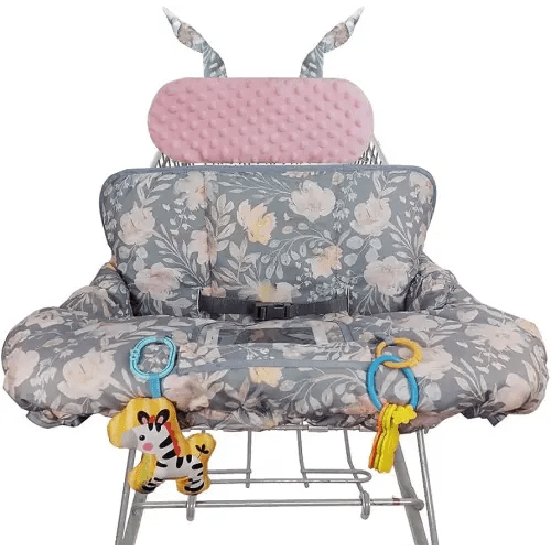 ICOPUCA Shopping Cart Cover for Baby, 2 in 1 cart Cover for Babies N high Chair Cover, Padded Grocery cart seat Cover for Baby Girl boy, with Extra Detachable Cushion, Universal fit; Patent Design