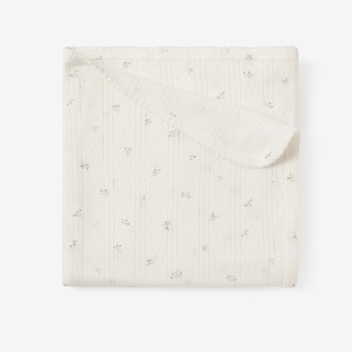 White Floral Organic Cotton Pointelle Baby Blanket